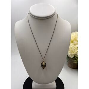 Sterling Silver Chain Vintage Chinese Silver‎ Garnet Enamel Egg Charm Necklace